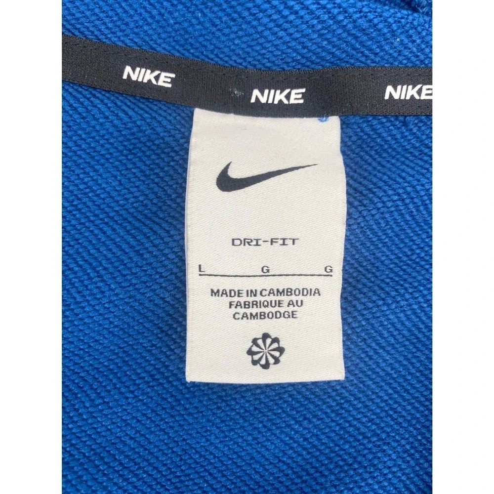 Nike Hoodie Mens Large Blue Full Zip Dri-FIT Volt Swoosh Logo Good Condition